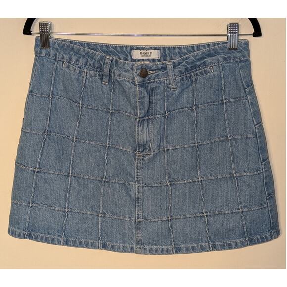 Forever 21 Women 29 Denim Mini Skirt Y2K Indie Streetwear Patchwork Retro Casual - Picture 1 of 6